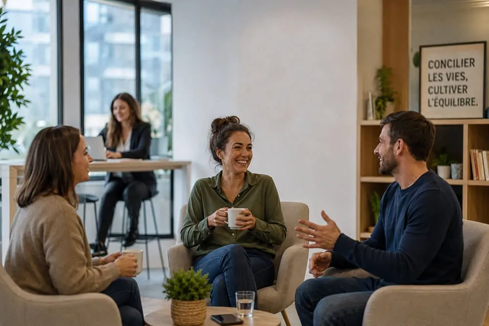 Parents qui discutent au travail